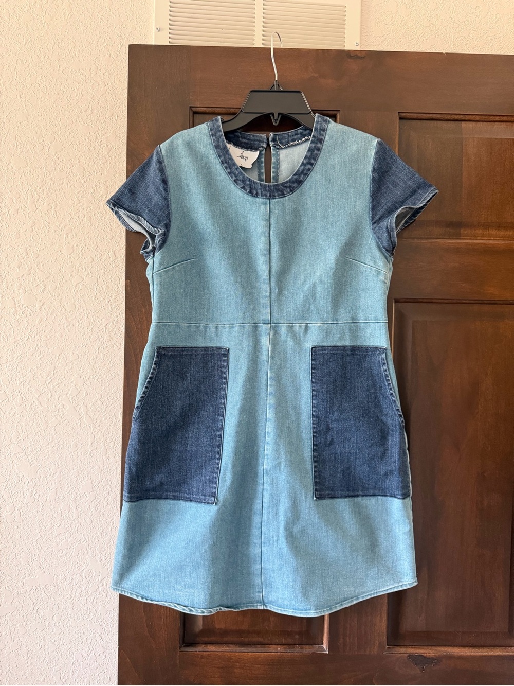 Loup Two-Tone Denim Dress in Light and Dark Blue